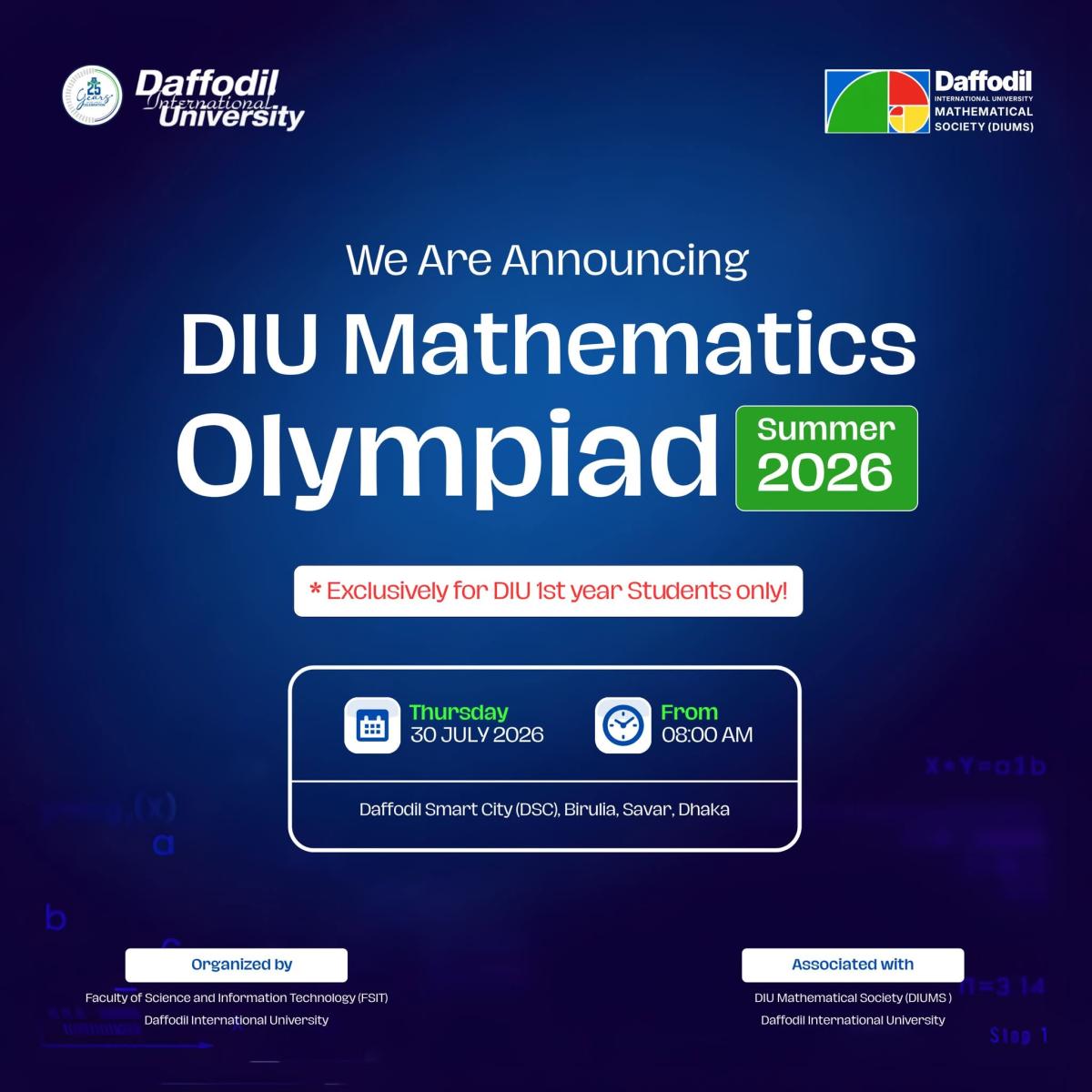 DIU Mathematics Olympiad- Summer 2026 Highlights